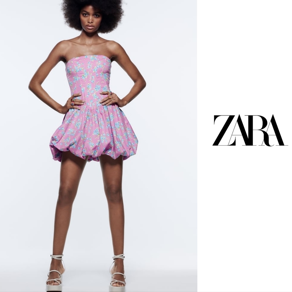 Zara Blogger Favorites Floral Corsetry Inspired Jumpsuit Mini Dress Pink Size S. - Picture 2 of 16